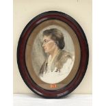 ENGLISH SCHOOL. 20th CENTURY. Portrait of a lady. Indistinctly signed. Watercolour 15' x 11' oval