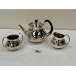 Eric Clements for Elkington. A three piece 'Clements Pattern' silver plated tea service. c. 1960