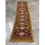 A Maimana Kilim runner. 3.09m x 0.78m