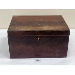 A Victorian mahogany jewellery box with fitted interior. 15' wide