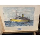 A folder of eighteen marine watercolours or pencil drawings