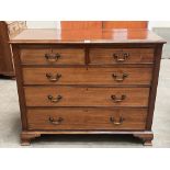 A late Victorian mahogany chest of two short over three long drawers on bracket feet. 46' wide