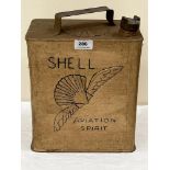 A vintage Shell 'Aviation Spirit' fuel can