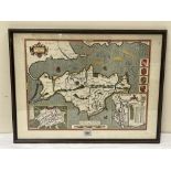 From John Speed's England 1953-54 A map of Wight Island. Text verso. Centre fold. 15' x 20'