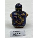 A Chinese cloisonne enamel dragon decorated snuff bottle. 2½' high