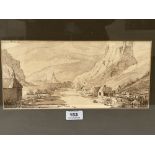 SELENA BRACEBRIDGE. BRITISH 1800-1874 Near Bolzein. Inscribed. Watercolour en-grisaille. 6' x 12½'