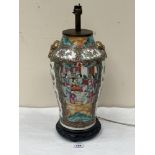 A Cantonese famille-rose decorated table lamp base. 15' high excluding fitting