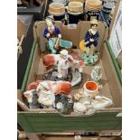 A box of Staffordshire ceramics