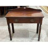 A Victorian mahogany side table with frieze drawer on square legs. 31' wide