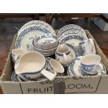 A box of Johnson Bros. Hearts and Flowers pattern dinner and teaware