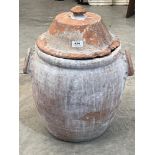 A terracotta jar and cover. 21' high