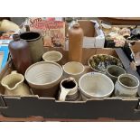 Two boxes of studio pottery