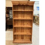 A pine open bookcase of five shelves. 36'w x 72'h