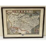 From John Speed's England 1953-54 A map of Kent. Text verso. Centre fold. 15' x 20'