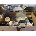 Two boxes of ceramics and glassware