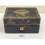 A Victorian morocco jewellery box. 9' wide. (A.F.)