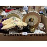 Three boxes of ceramics, glassware and sundries