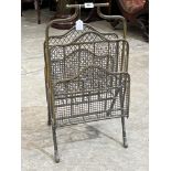 A Victorian gilt tubular brass and wire mesh four division newspaper rack. 28½' high