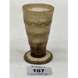 A 19th century horn telescopic beaker in four graduated decorated sections. 3½' high