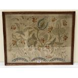 An early 20th century needlework panel of scrolling foliage. 19½' x 26'