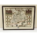 From John Speed's England 1953-54 A map of Surrey. Text verso. Centre fold. 15' x 20'