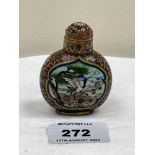 A Chinese cloisonne enamel snuff bottle. 2½' high