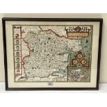 From John Speed's England 1953-54 A map of Essex. Text verso. Centre fold. 15' x 20'