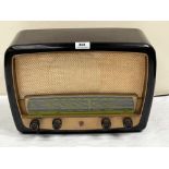 A Philips 341A valve 3 band wireless receiver in Bakelite case. c.1955. 16' wide. In working order