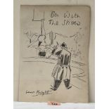 Attrib: DAME LAURA KNIGHT. BRITISH 1877-1970. On With The Show. Signed and inscribed. Pencil drawing