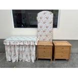 A pair of Laura Ashley bedside chests, dressing table and a three fold screen (4)