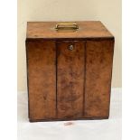 A Victorian burr walnut humidor cabinet with Bramah lock, the interior retaining one drawer (