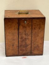 A Victorian burr walnut humidor cabinet with Bramah lock, the interior retaining one drawer (