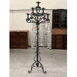 A wrought iron gothic five light lamp standard. 78' high