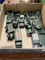 12 diecast military vehicles.