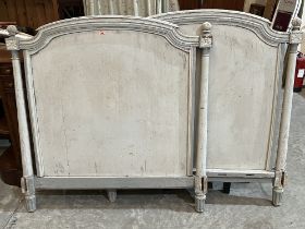 A pair of 19th century 3'6' decorated bed ends