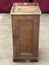 A Victorian maple veneered pot cupboard. Distressed