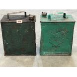 Two vintage petrol cans - Pratts and Shell Mex.