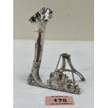 A Victorian silver place marker with strut back and integral posy vase. Birmingham 1876. 5' high