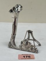 A Victorian silver place marker with strut back and integral posy vase. Birmingham 1876. 5' high