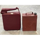 Two vintage petrol cans - Eversure Fillacan and Shell Mex.