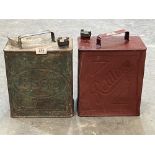 Two vintage petrol cans - Esso and Redline.