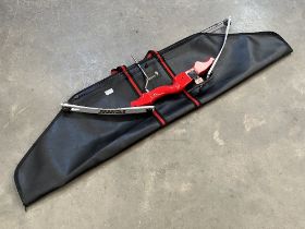 A York target bow with 8 arrows and storage bag