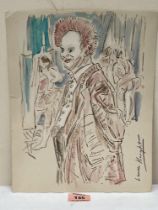 Attrib: DAME LAURA KNIGHT. BRITISH 1877-1970 Actors on stage. Signed. Pencil and wash 12' x 9¾'.