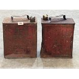 Two vintage Shell Motor Spirit petrol cans.