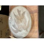 A frosted glass plafonnier in the manner of Lalique. 13½' diam.