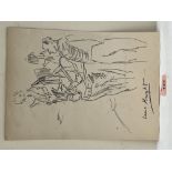 Attrib: DAME LAURA KNIGHT. BRITISH 1877-1970 Horse and rider. Signed. Pencil drawing. 11' x 8¼'.
