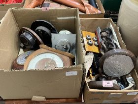 A box of clocks and a box of sundries.