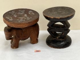 Two carved African stools. 8½' high.