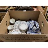 A box of teaware etc.