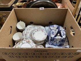 A box of teaware etc.